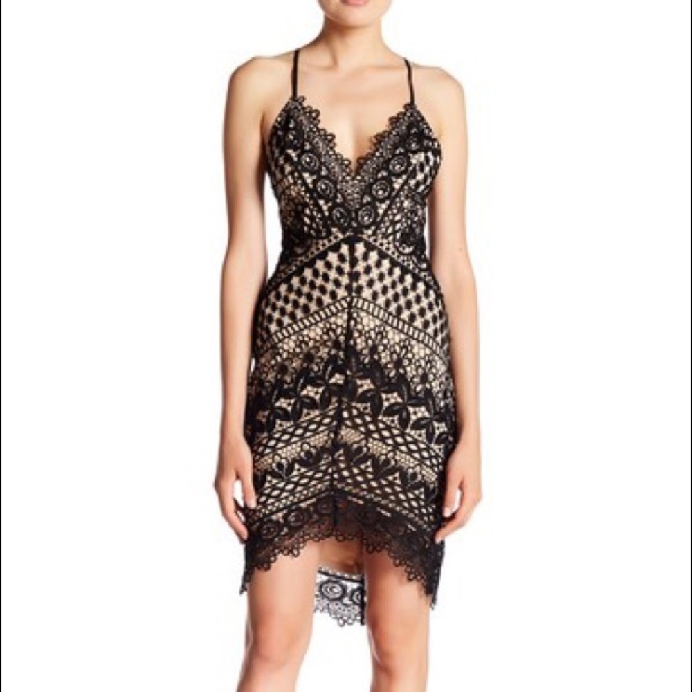 ASTR Hi-Lo Lace Bodycon Dress